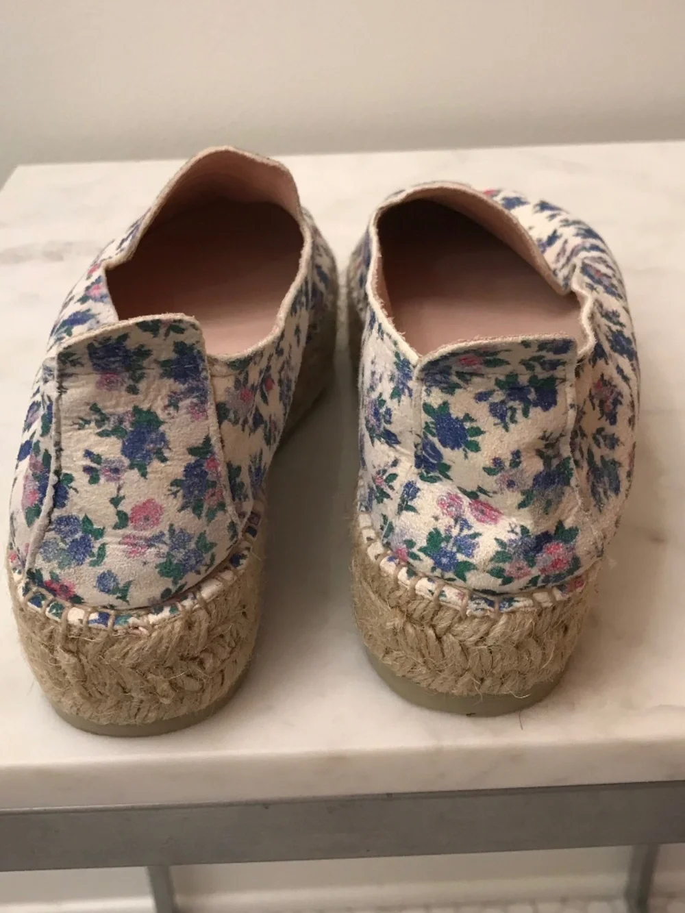 MANEBI X LOVE SHACK FANCY BLUE FLORAL PLATFORM ESPADRILLES